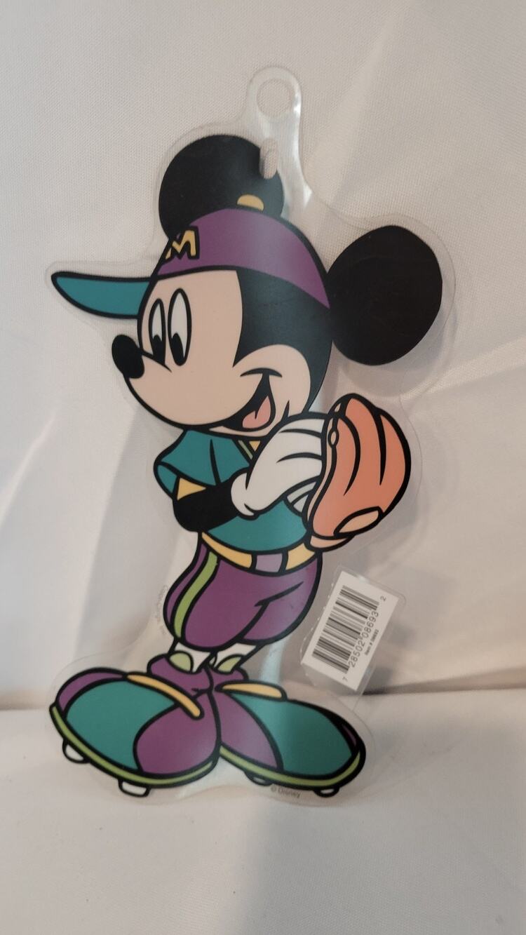 Vintage Disney Mickey Mouse Baseball Window Cling Color-Clings Suction Cup Decor